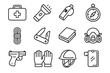 © Nata - Vector protective signaling emer icon survival gun gloves mirror helmet mask