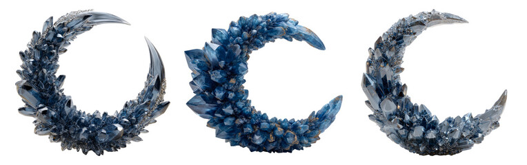 Wall Mural - Unique Crystal Crescent Shapes Isolated on Transparent Background