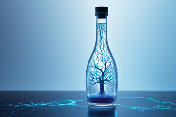 Wall Mural - Tree of Life in a Bottle. Generative AI. 