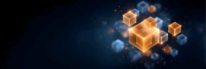 Block chain concept with communication, investment, cash