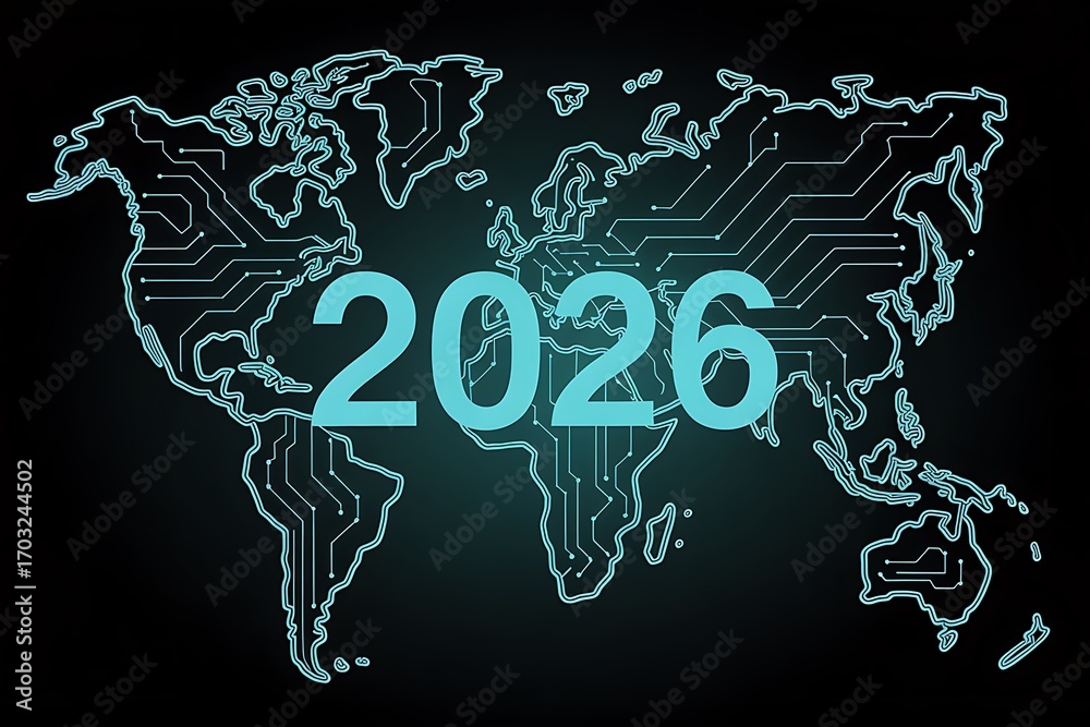 Dynamic 2026 Digital World Map With Glowing Circuit Lines 1000 F 1703244502 