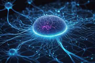 Wall Mural - Neural Energy Network. Generative AI. 