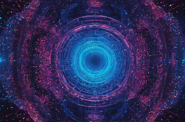 Wall Mural - Neon Quantum Portal. Generative AI.