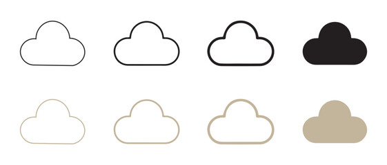 Collection of cloud icons. in different styles isolated on white background.