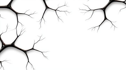 Black and White Abstract Pattern with Organic Branches on Plain White Background