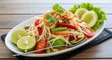 Delicious Thai Green Papaya Salad Som Tum.
