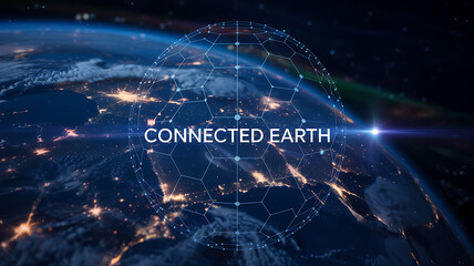 Global network connecting the world, modern technology connecting continents, digital earth