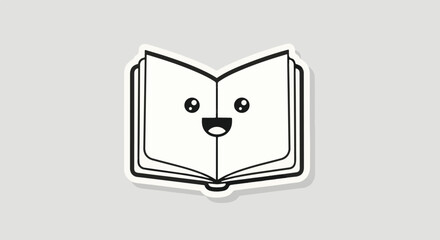 Delightful smiling open book illustration, symbolizing the joy of reading, the journey of knowledge, and the magic of captivating stories for enriching education