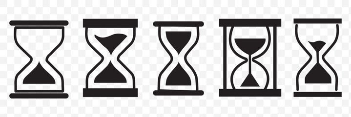 Wall Mural - Sand watch icon set. Hourglass symbol. Waiting time concept. Vector illustration.