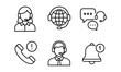 © ieps - Customer support icons in linear style featuring communication and notification symbols