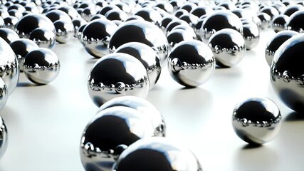 Silver Spheres Reflecting on a White Surface with Selective Focus and Metallic Shine