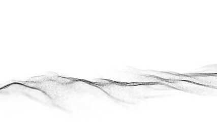Wall Mural - abstract white wave with moving dots. flow of particles. cyber technology illustration. 3d rendering