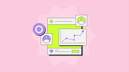 Wall Mural - Social media analytics software visualizing content performance through data graphs, tracking reach, engagement, and conversions.