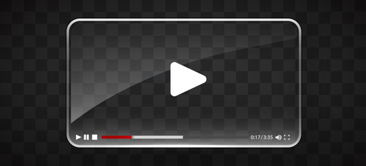 Wall Mural - transparent glass video player template for web and mobile apps.
