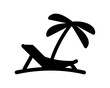 © MINA - Silhouette of beach chair and palm tree representing vacation relaxation destination