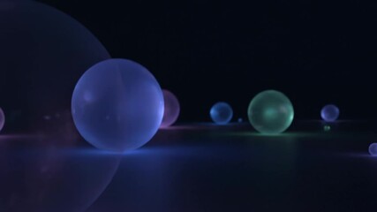Wall Mural - abstract seamlessly looping video depicting pulsating glowing energy spheres in a dark, mysterious e