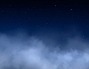 Wall Mural - Night Sky With Dark Blue Gradient Stars and Ethereal White Clouds Scenic Nightscape