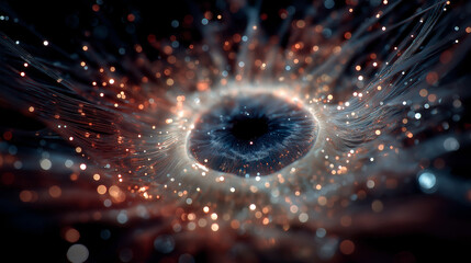 Wall Mural - cosmic burst: an abstract display of celestial wonder, with swirling, filamentous structures forming