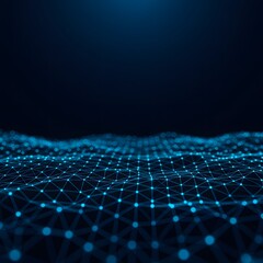 Abstract futuristic technology background with a flowing digital network of connections and a dynamic wave of particles