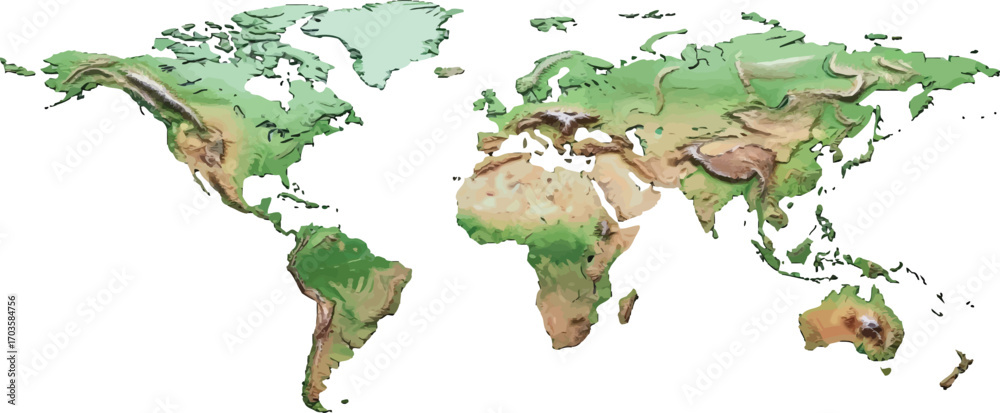 World map showing continents and landmasses. Stock Vector | Adobe Stock
