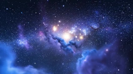 Wall Mural - Abstract seamlessly looping video of an evolving nebula effect, generating a vibrant galaxy light background with a dreamlike quality particles, futuristic, shimmer