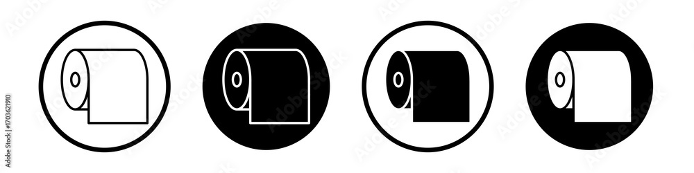 Paper roll icon collection in black and white filled and outlined style ...