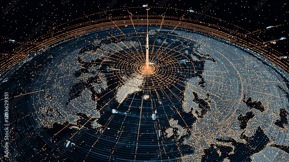 Global network connections digital earth visualization world map data ...