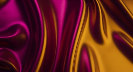Canvas Print - abstract flowing fabric texture with magenta and gold metallic sheen background cloth
