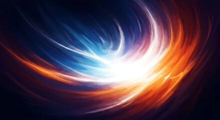 Wall Mural - Abstract Swirling Light Streaks In Blue Orange And White Tones energy