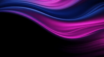 Canvas Print - abstract swirling waves of pink and blue light on black background image photo