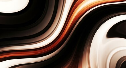 Canvas Print - abstract swirling waves of black, white, and orange colors image photo