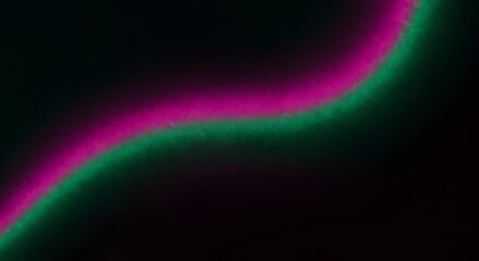 Canvas Print - abstract wavy magenta and green light streaks on black background wave