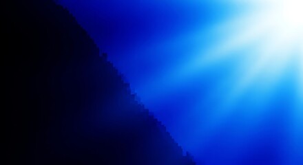 Canvas Print - Bright Sunburst Light Rays Emerging from Dark Blue Gradient Background beams