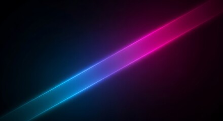 Canvas Print - Diagonal Neon Blue and Pink Light Beams on Dark Background abstract