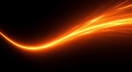 Wall Mural - Fiery Orange Light Streaks Flowing and Twisting on Black Background abstract fire