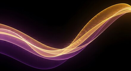 Canvas Print - flowing wavy transparent ribbons purple yellow orange abstract background wave