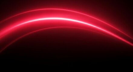 Canvas Print - glowing red neon curve against dark background abstract light effect bright