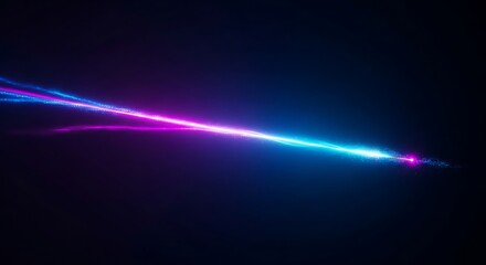 Canvas Print - Neon Blue and Pink Light Trails Streaking in Darkness abstract