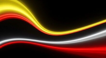 Canvas Print - neon light streaks in red yellow and white on black background abstract