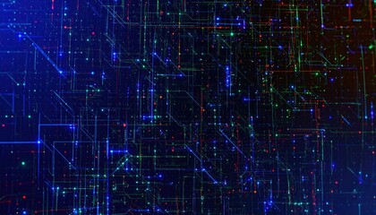 Futuristic dark blue digital background with glowing lines and connections representing abstract