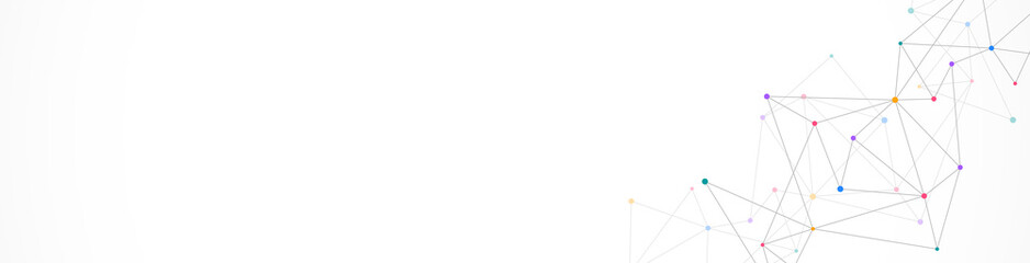 Wall Mural - Minimalistic design with connecting the dots and lines. Abstract geometric background of science and technology concept