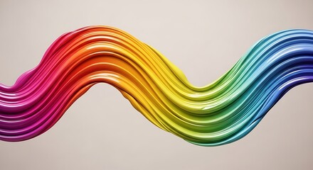 Canvas Print - swirling rainbow paint stroke abstract wave on neutral background image photo