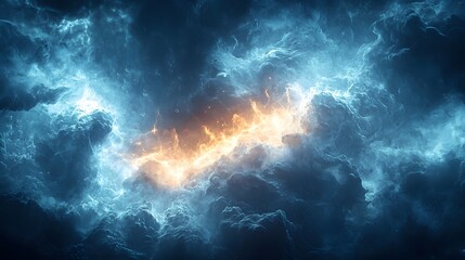 Wall Mural - a vibrant cosmic nebula glows with luminous streaks of orange and blue energy symbolizing creation a