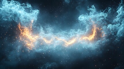 Wall Mural - a cosmic nebula with vibrant glowing energy streaks against a starry deep space background