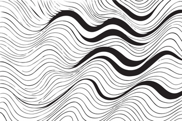 Squiggle waves, maze-inspired hand-drawn black-and-white pattern