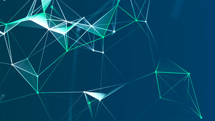 Wall Mural - Abstract digital communication points. Technological background. Network connection structure. Color plexus effect. 3D