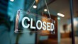 © perfectlab - Modern acrylic 'CLOSED' sign hanging on glass door of business entrance
