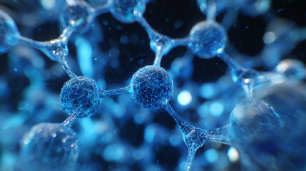 Abstract blue molecular structure glowing network connection science technology