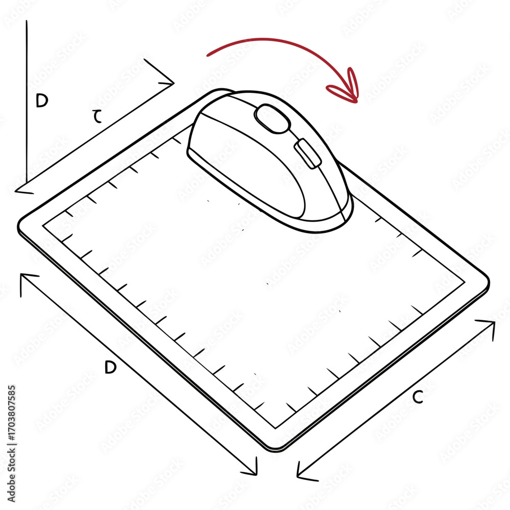 Computer Mouse Scale Diagram illustrating the dimensions of a mousepad with a computer mouse ...