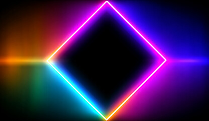 A vibrant neon background with an empty diamond shape in the center, perfect for adding text or graphics.